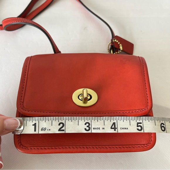 Coach Orange Turn Lock Mini Leather Crossbody Bag - Picture 13 of 16